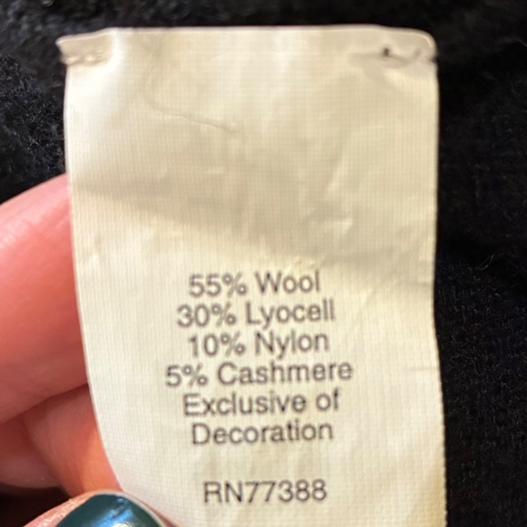 Women's J. Crew Black Quarter Sleeve Cardigan W/Ruffle detail, Wool Blend, Small - Picture 7 of 8